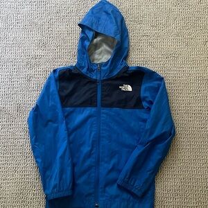 North Face Boys Blue Hooded Full Zip Dryvent Windbreaker Jacket - size 7/8
